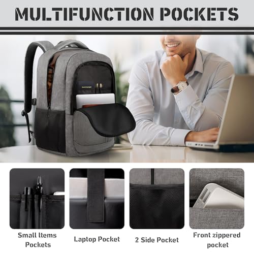 Image of Travel Backpack, Extra Large 45L Travel Backpack for Men & Women, Expandable Laptop Bag, Water Resistant Computer Backpack Fits 18.4 Inch Laptop, Lightweight Daypack for Flight, Grey