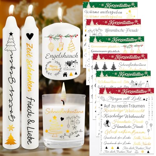 Leesgel 6 Stück Kerzentattoos Weihnachten, Wasserschiebefolie...