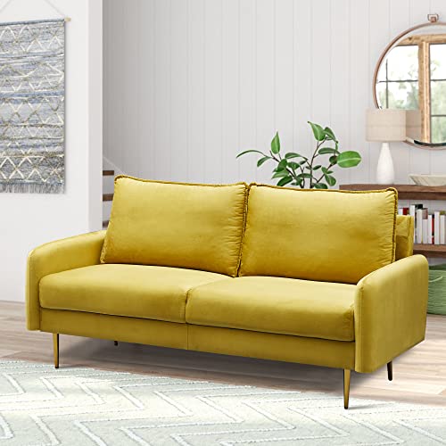 Instory Velvet Sofa Modern Couch Tufted Loveseat With Metal Legs For Living Room, Bedroom, Office, Playroom - Gold #TOP4