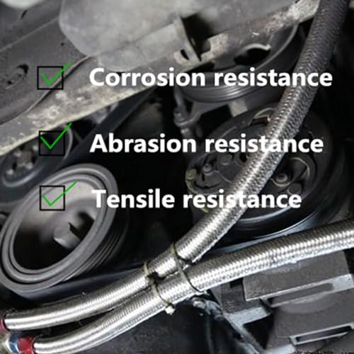 Image of SecosAutoparts 24 inch 7 /16-20 4AN Stainless Turbo Oil Feed Line 90 Degree Straight Hose PTFE Line Hose End Pressure Stainless Remote Turbocharger #551871