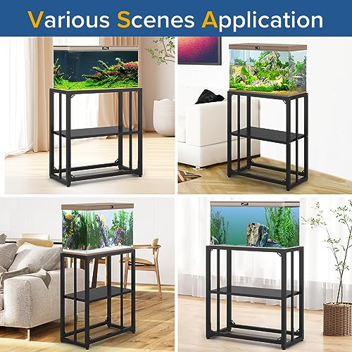 Image of TOCRETOARE Fish Tank Stand 20-29 Gallon, Metal Aquarium Stand, 31.5 inch L x 16.7 inch W*29.1 inchH inch, Double-Layer Storage Design, Suitable for Home and Office Use, 660LBS Capacity, Black (Tank not Included)