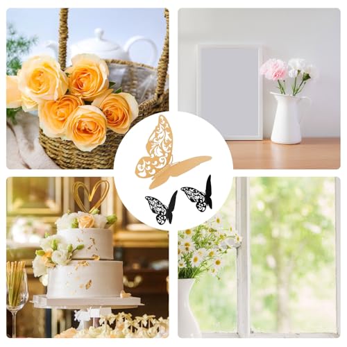MultiValue 3D Schmetterlinge Deko, 12 Stück Schmetterling Wanddeko mit Kleber 3 Größe 3D Schmetterling Gartendekoration Wand Deko für Hochzeit Party Balkon Wand (12, Schwarz)