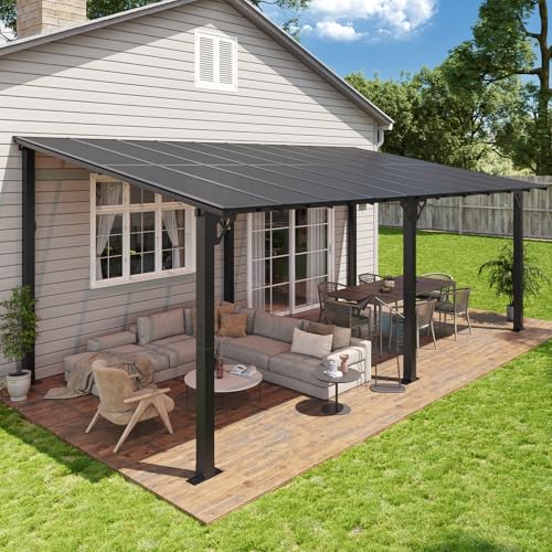 Aoxun 20'x10' Gazebo for Patio, Premium Pergola with Sloped Roof, Large Wall-Mounted Heavy Duty Awnings, for Backyard, Patio, Deck and More
