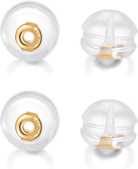 18k Gold Silicone Earring Backs For Droopy Ears Studs Earring Backs