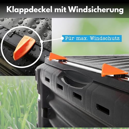 Bild 4 - Komposter 300 Liter Schnellkomposter Kunststoff, Thermokomposter Garten für Küchen- und Gartenabfälle, mit Klappdeckel & Entnahmeklappe, Stecksystem, recycelter Kunststoff, Made in EU