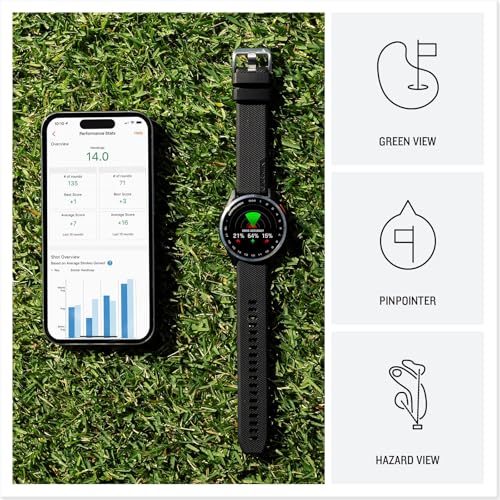 Image of Garmin Approach S44 (Black /Silver) Golf GPS Smartwatch Gift Box Bundle | 1.2 inch AMOLED Display, 43K+ Maps, Green View, 15H Battery | Includes PlayBetter Screen Protectors, Wall Adapter & Hard Case