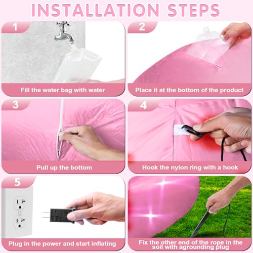 Arche gonflable cœur LED 2,7m rose pour décoration de mariage - 4