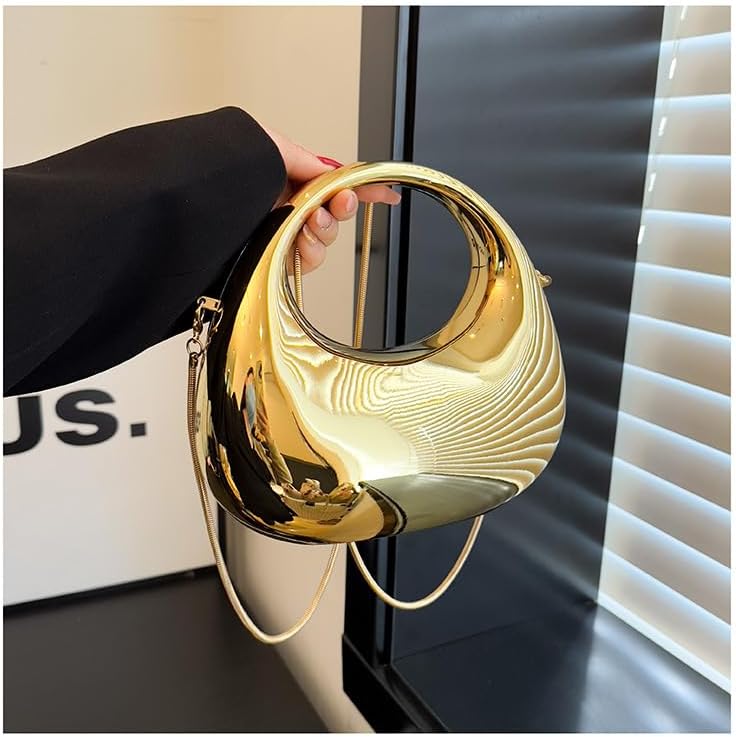 YYW Acrylic Evening Clutch Purse Moon Shape Unique Transparent Evening Handbag - Image 3