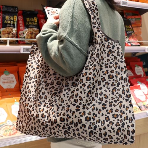 FenFang Einkaufstasche Faltbar Groß, Einkaufsbeutel Stoff Wiederverwendbare, Mehrwegtasche Faltbare Tasche Leichte Schnelltrocknend für Einkauf Reise Ausflug, 56 X 67 cm (Khaki)
