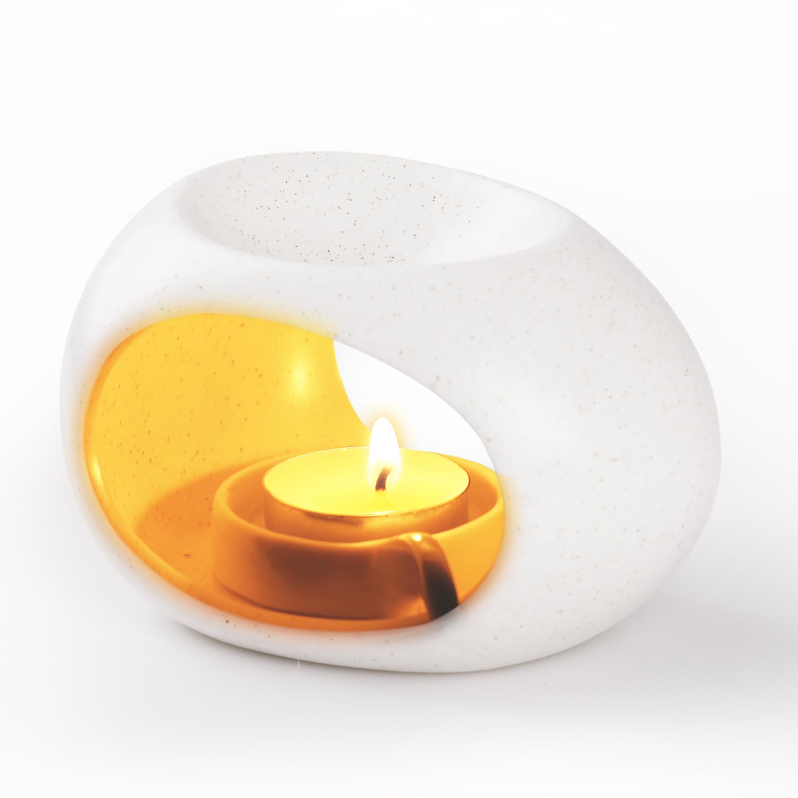 Quemador de aceites Esenciales de cerámica, Calentador de aceites para aromaterapia con Vela pequeña, difusor de Aromas para Incienso, Ideal para SPA en casa, Yoga, meditación Blanco