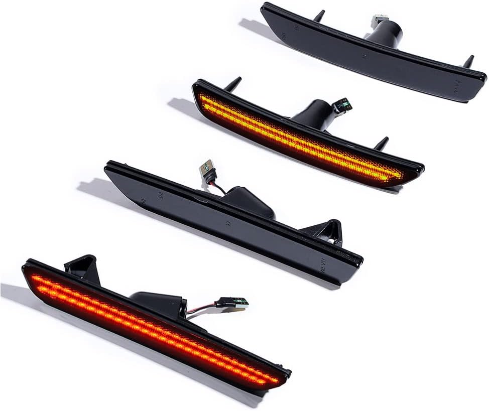 Astra Depot Dark Smoked Lens Amber Red 216-LED Side Marker Light Kit Compatible with Ford Mustang 2010-2014 Replace Front Rear OE Sidemarker Lamps
