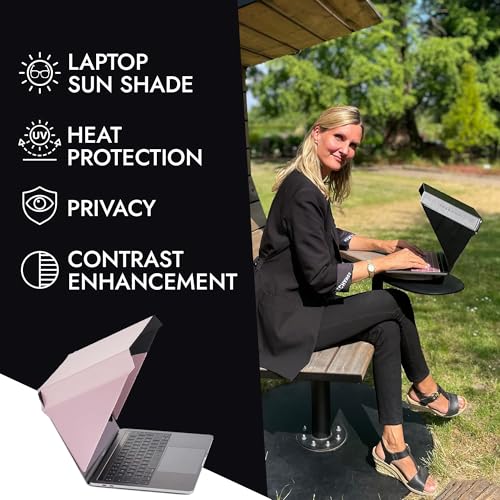 Philbert Danish Design - Parasol para portátil 4 en 1 – Pantalla delgada para capucha, pantalla de privacidad, protección contra el calor y mejora del contraste – Universal, plegable y ligero – Se - imagen 2