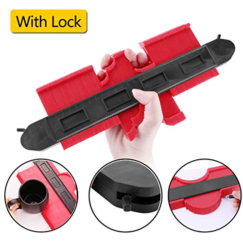 Konturenlehre, 250mm Kunststoff Kontur Messgerät, Profilkontur Werkzeug Konturmessgerät Kopierer für Duplikator Profil Kopieren Irregulär Formen Rückverfolgung Vorlage Messwerkzeug (Rot)