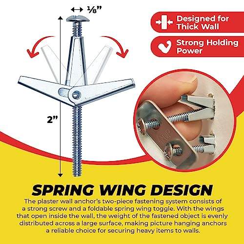 QUALIHOME Spring Toggle Bolt Anchors Heavy Duty Wall