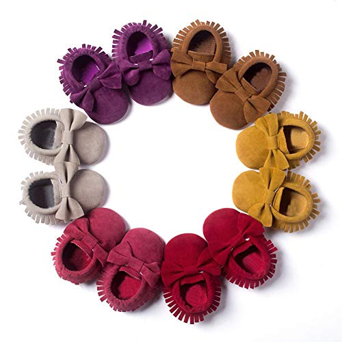 BOBORA Chaussures Bébé en Cuir Souple, Chaussons Bébé Filles Garçons Premiers Pas pour 0-6, 6-12, 12-18Mois