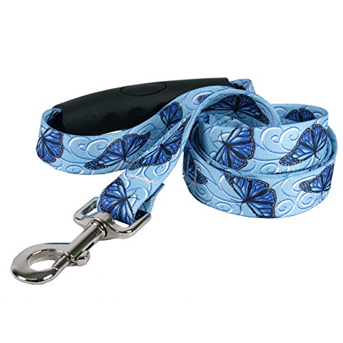 Yellow Dog Design Blue Butterfly Swirl EZ-Grip Dog Leash with Comfort Handle, Small/Medium