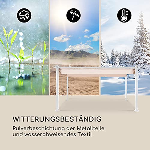 GAOMON Ausziehbare Pergola 3x3 M – Aluminium-Pergola Mit Einziehbarem Dach Und Kunstholz-Optik