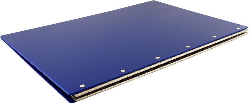 11x17 Binder, Acrylic Fixed 3-Post Vertical Document Organizer. Professional Blue Portfolio Binder for Artwork Storage, Display Tattoo Book, Business Presentations, and Tabloid Portrait Organization