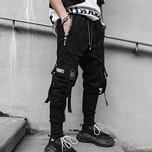 Honiee 2020 Men's Hiphop Punk Jogger Sport Harem Pants (Black/Alphabet, Wiastline:29-31) #TOP6