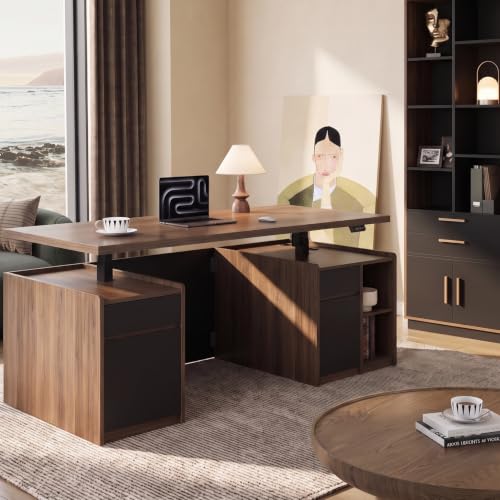 Image of ModernMate 71 inch Executive Electric Standing Desk with 3 Drawers & Storage