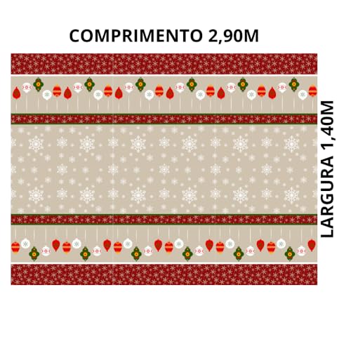 Toalha de Mesa Linhão Retangular 8 Lugares Natal 1,40 x 2,90 (Enfeites Natalinos)