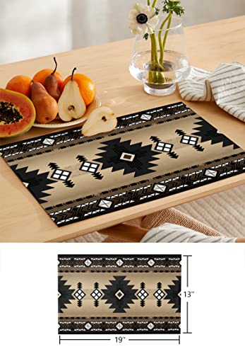 Shine-Home Southwest Placemats Set Of 2 With 90 Inches Long Table Runners, Cotton Linen Dining Table Runner Mats, Burlap Kitchen Tablerunner And Placemat Set Western Native American Indian Tribal Ethnic Boho thumb #5