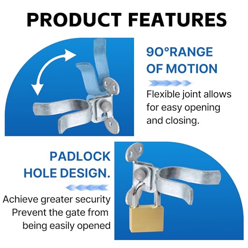 Image of 1-3 /8 inch Flat Back Wall Mount Chain Link Gate Latch, Durable Gate Latch Hardware with Screws or Lag Bolt for Wooden Gate Post or Wall