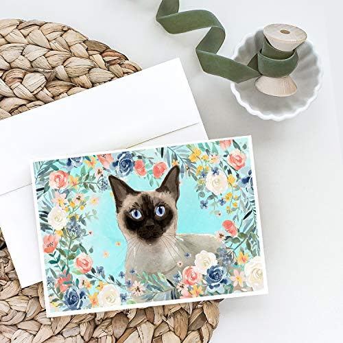 Caroline's Treasures CK3398GCA7P Siamese Spring Flowers Greeting Cards and Envelopes Pack of 8 Blank Cards with Envelopes Whimsical A7 Size 5x7 Blank Note Cards image 4