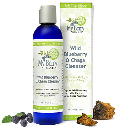 My Berry Organics Wild Blueberry & Chaga Cleanser, 8oz, Wild Blueberry and Wild Harvested Maine Chaga Mushroom