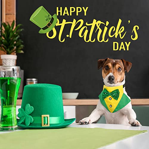 Fuamey St.patrick's Day Dog Tuxedo,Pet Green Collar Puppy Costume Adjustable Dog Bandana Cosplay Scarf Doggie Bibs,Irish Lucky Dress-Up Dog Harness Bow Tie With D-Ring For Small Medium Large Dogs #TOP2