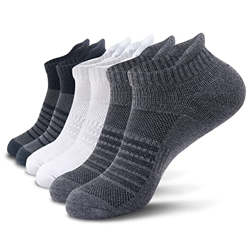 Men's Performance Athletic Running Socks 6/8 Pairs Arch Support Cushioned Cotton Low Cut Sports Ankle Sock
