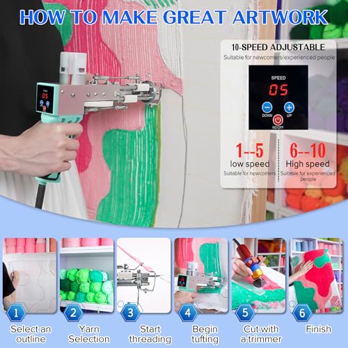 Image of Rug Tufting Gun with Carpet Trimmer Kit,Tufting Gun Starter Kit Professional Tufting Rug Making Machine ,2 in 1 Cut Pile Loop Pile Tufting Gun Kits for Beginners and Amateur