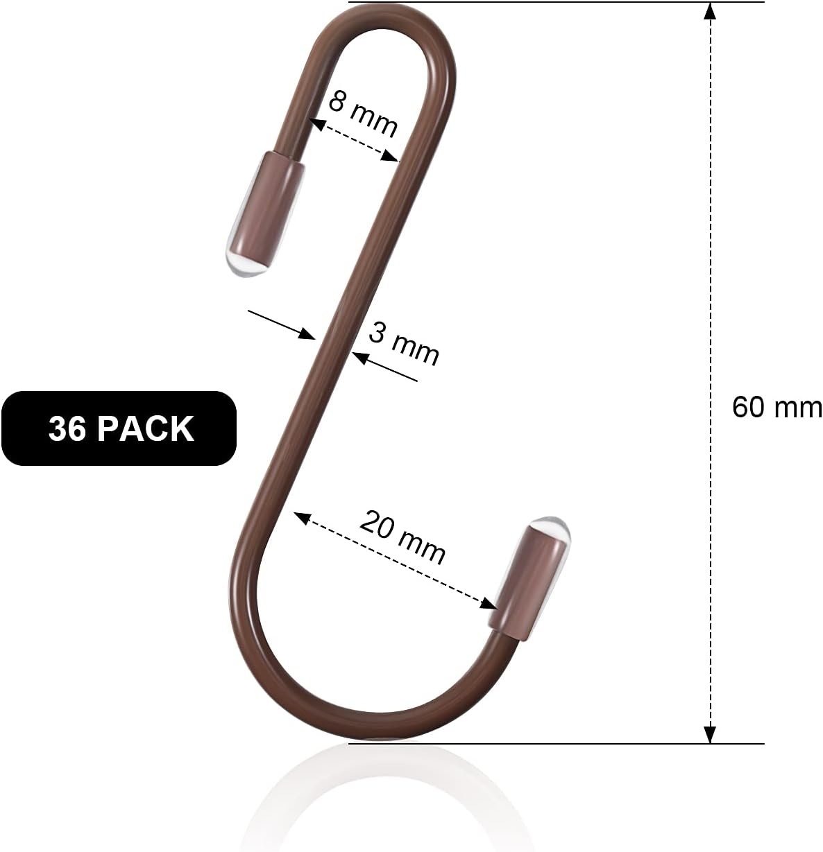 36 Pieces S Shaped Hooks Hanging Heavy Duty S Hooks Hanger for Kitchen Bathroom, Bedroom, Office, Pan, Coat, Bag - Image 3