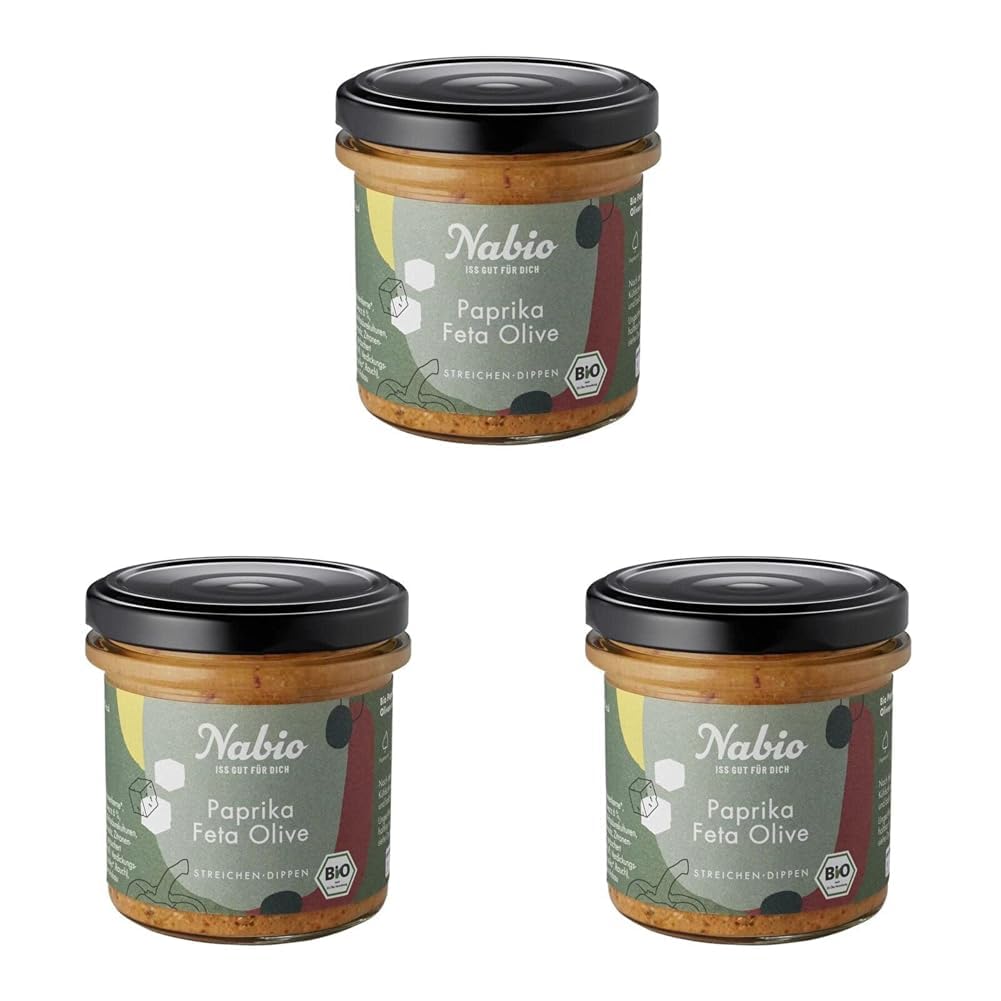 Nabio Bio Brotaufstrich Paprika-Feta & Olive, 135 g (Packung mit 3)