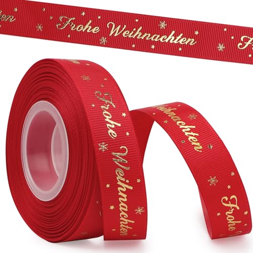 BETESSIN 18m Geschenkband Weihnachten - Frohe Weihnachten...