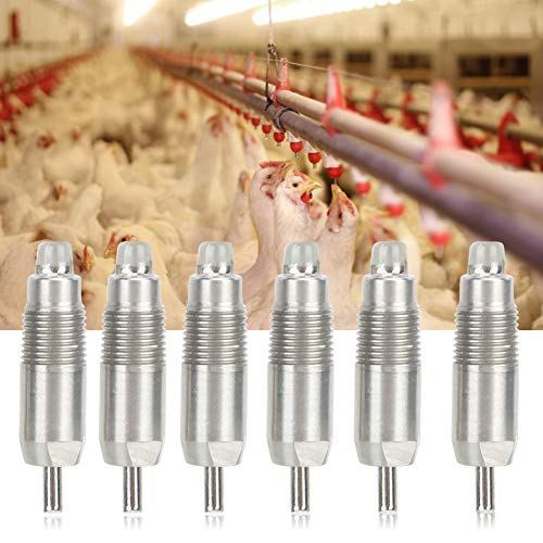 Chicken Waterer Nipples, 6Pcs Stainless Steel Chicken Drinker Waterer Poultry Drinking Nipple Automatic Duck Poultry Drinking Nipple for Farming Equipment