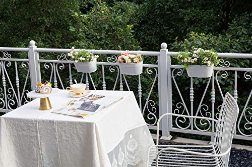 Dahey Metal Iron Hanging Flower Pots For Railing Fence Hanging Bucket Pots Countryside Style Window Flower Plant Holder With Detachable Hooks Home Decor,White,3 Pcs #TOP3