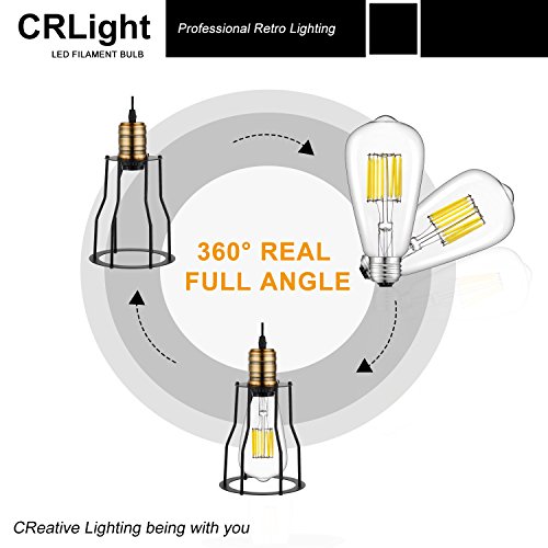 Crlight 5000K Led Edison Bulb 10W Daylight White 1000Lm, 100W Incandescent Equivalent, Replace 20W Compact Fluorescent Cfl Bulbs, E26 Medium Base St64 Vintage Led Filament Bulbs, Non-Dimmable, 3 Pack #TOP5
