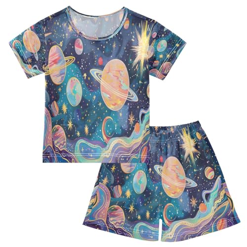 senya Short Sleeve Pajamas Sets Summer Cotton Sleepwear Art Nouveau Colourful Pas