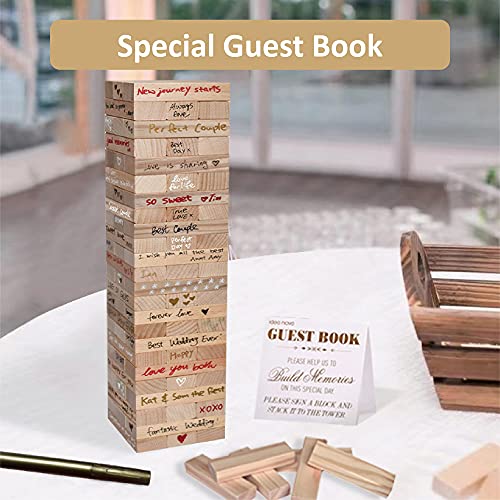 Wedding Guest Book Alternative, 72 Pcs Wooden Block Guest Book For Wedding Sign In, Reception, Baby Shower, Guestbook For Wedding, Unique Wedding Book W 4 Paper Signs And 4 Color Signing Pens #TOP4