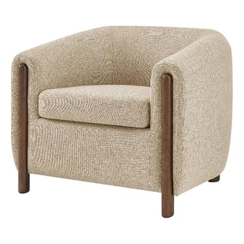 Sillón Curvo Moderno Beige Lino miniatura 1