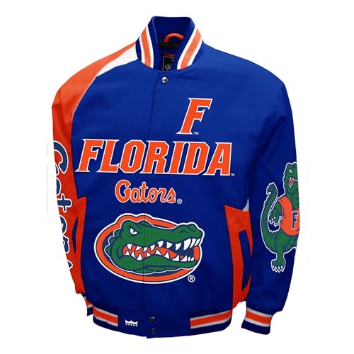 2Bhip NCAA University of Florida Gators Adult Blue Spirit Twill Bomber Jacket Fall Coat Campus Jackets