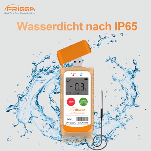 Frigga M2E 5pack Mehrzweck-Temperatur-Datenlogger mit externem Sensor USB-Digital-Temperaturschreiber 14400 Punkte hohe Genauigkeit PDF CSV Bericht