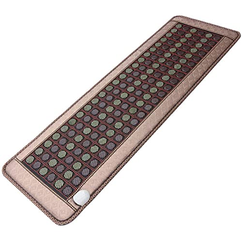 JUCHENG Ferninfrarot-Heizkissen Für Den Ganzkörper, Infrarot Wärmematte, Natürliche Infrarot-Matte Sofakissen Thermische Physiotherapie-Bett Germanium Beheizt 138 Jadesteine (59"x 20") Cover