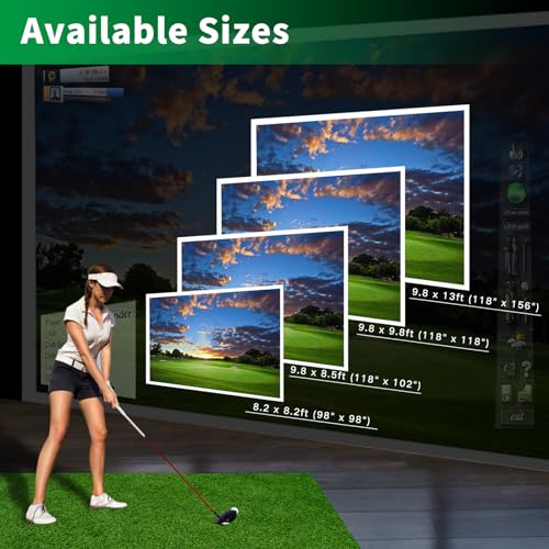 Image of Golf Simulator Impact Screen, Premium Triple Layer Launch Monitor Projector Screen with HD Visuals, Indoor Practice Screen for Enclosure and Net, Hitting Screen with Grommets & Bungee Cords