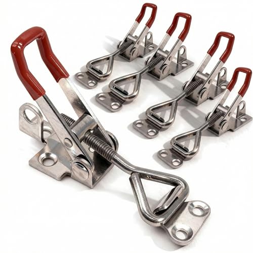 4 PCS Toggle Latch Clamp 4001 with lockhole,Adjustable Stainless Steel Pull Hasp Latches,220Lbs Holding Capacityfor Lid Jig,Smoker Quick Release Pull Latch,Tool Box Case.