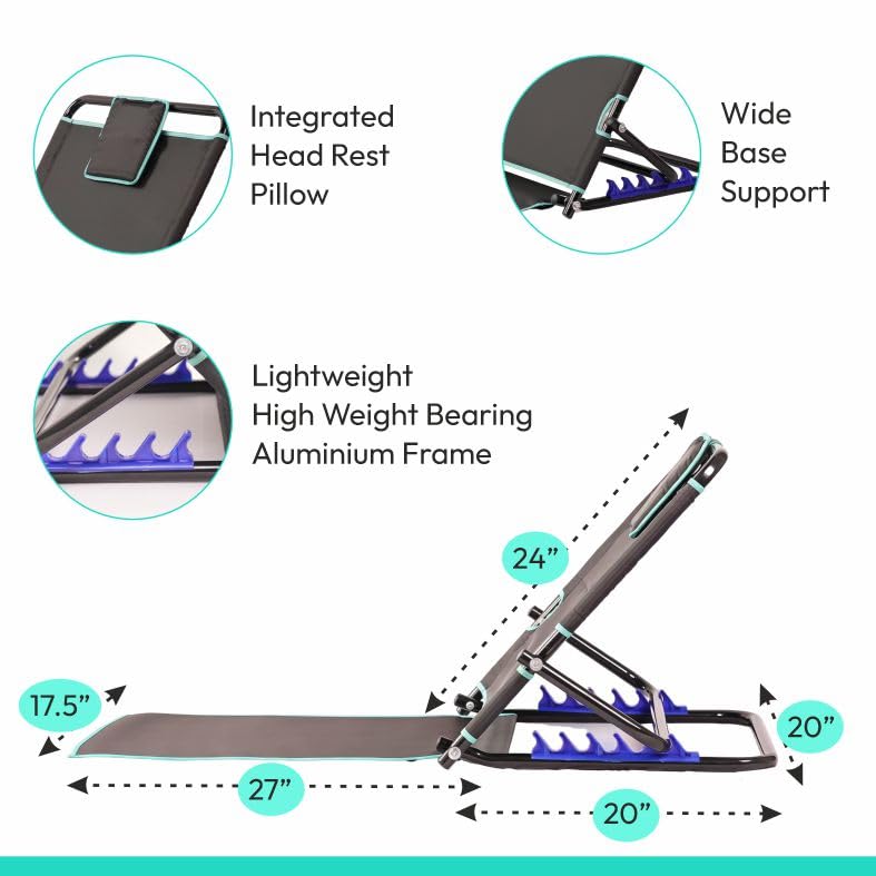 Image of Dyna Back Rest | 5-Level Reclining Foldable Back Support | Detachable Headrest & Wipe-Clean Surface | for Home & Hospital Bed
