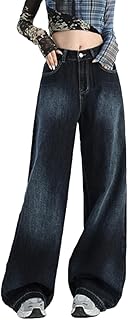 [SpringSwalloow] ジーンズデニム深めのウエストタックハイウエストデニムパンツワイドデニムパンツビンテージジーンズ美脚ワイドストレートデニムハイウェストストレートパンツ