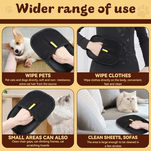 MegiaExist Fellmagnet Handschuhe Doppelseitig für Hunde & Katzen – Atmungsaktive Haustierhaarentferner mit Anti-Statik-Funktion, Wiederverwendbar zur Fellpflege im Alltag（2 pcs）