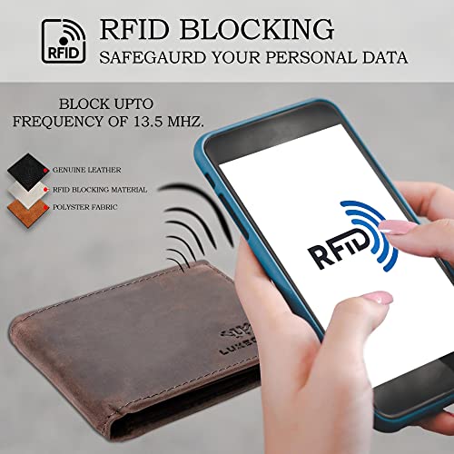 Luxeoria Full Grain Genuine Leather Wallet For Men, Handcrafted Travel Wallet, Mens Slim Leather Wallet, Rfid Wallet For Men - Card Holder | Bifold With 12 Card Slots #TOP1